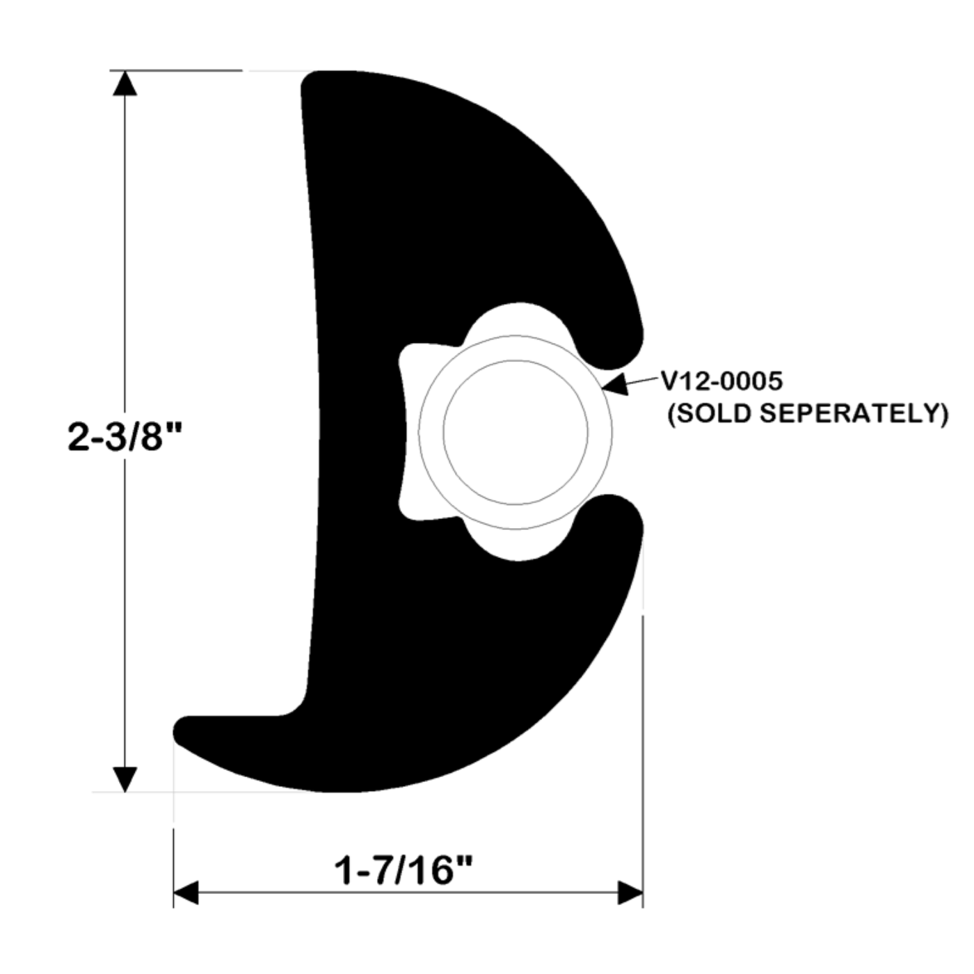TACO Marine Flexible Rub Rail 2-3/8" X 1-1/2" - V11-0899BKA100