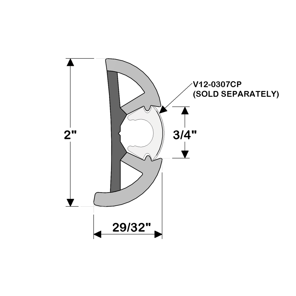TACO 2" X .906"’ Medium Supro-flex Rub Rail - V11-9990WHA80D