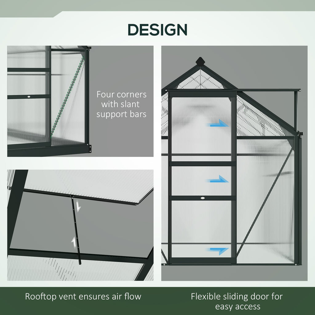Outsunny BloomGreen 6' x 8' Greenhouse with Rain Gutter and Roof Vent Gray - 845-059GY