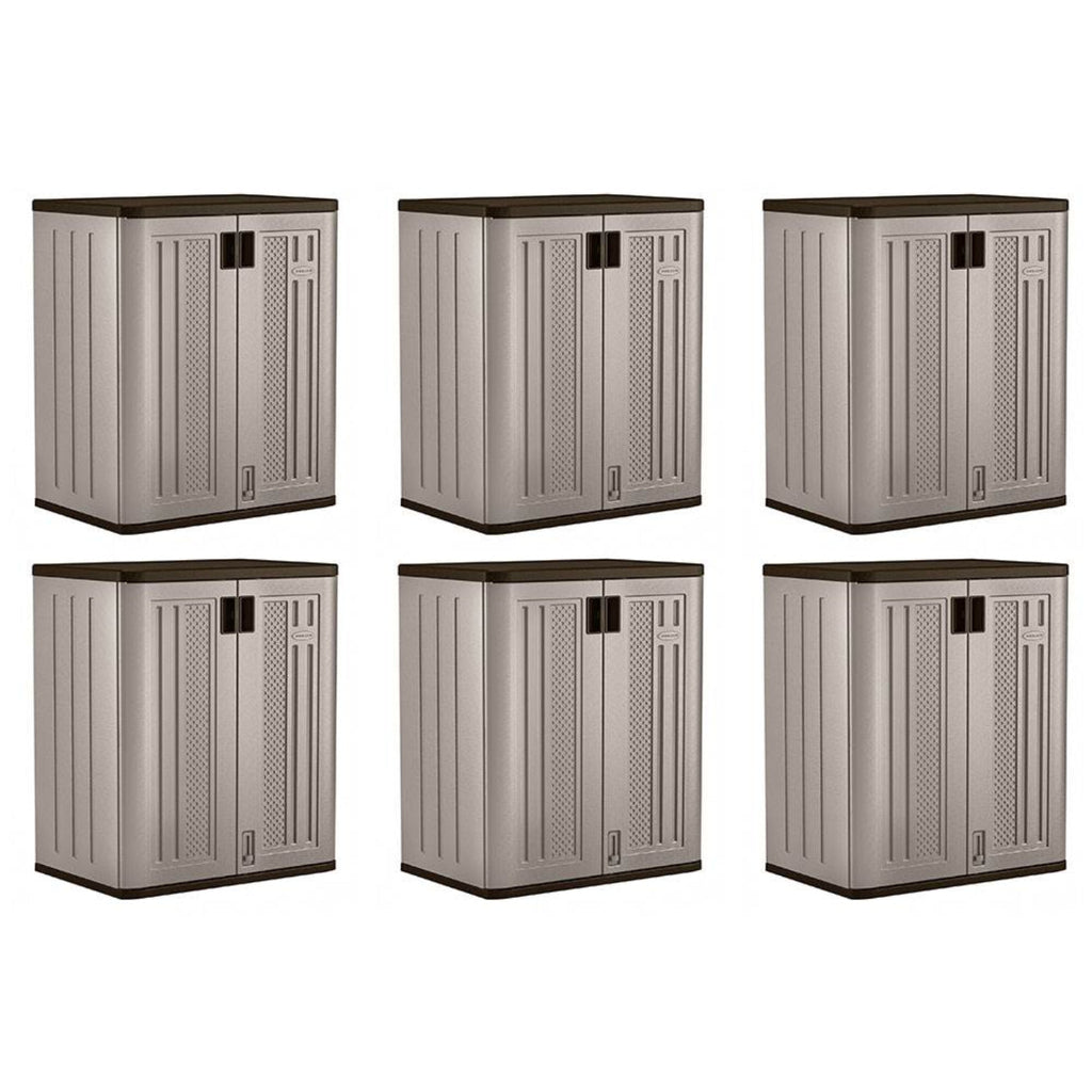 Suncast 9 Cu Ft Heavy Duty Resin Garage Base Storage Cabinet, Platinum (4 Pack) - 120273