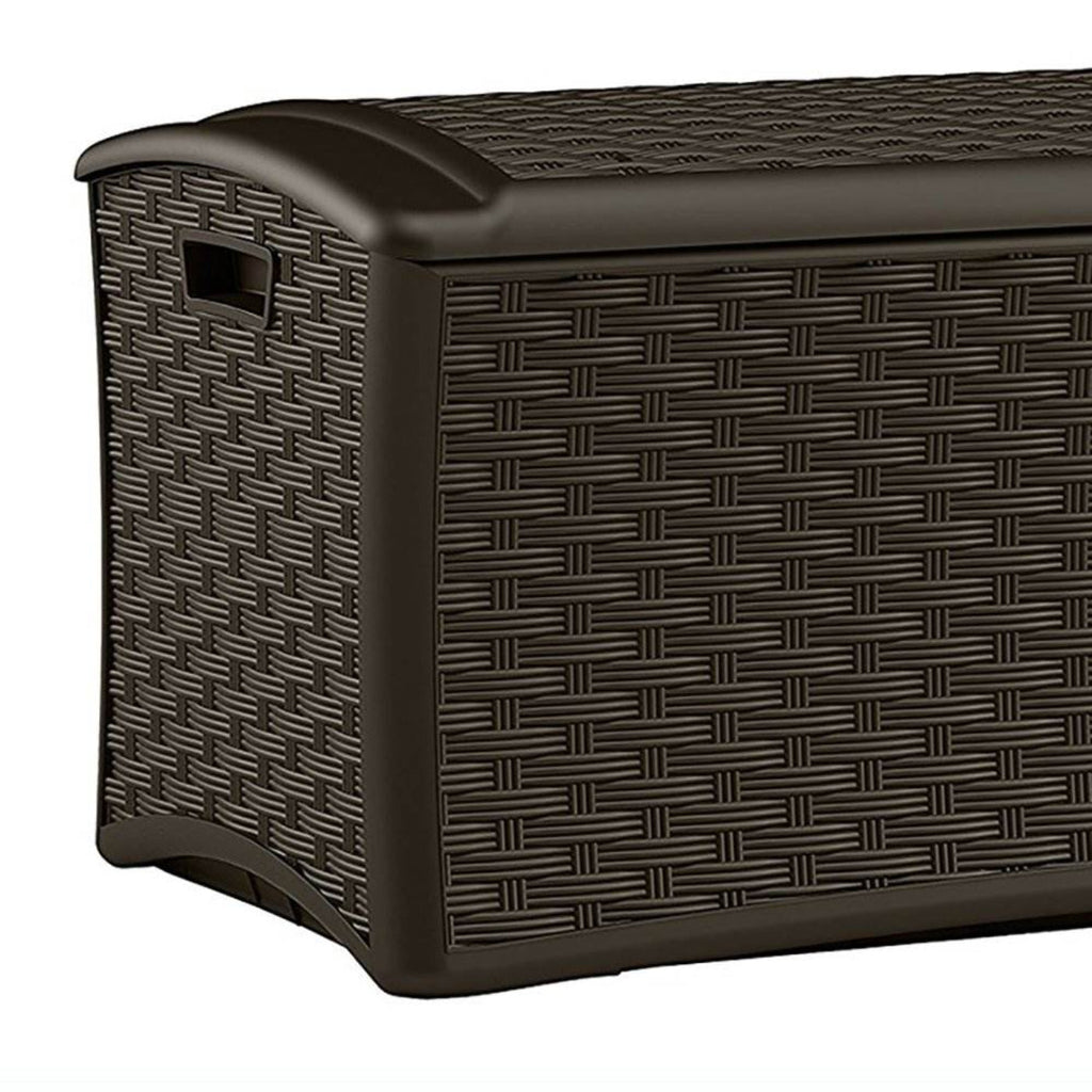 Suncast 72 Gallon Resin Wicker Outdoor Patio Storage Deck Box, Brown (6 Pack) - 126415