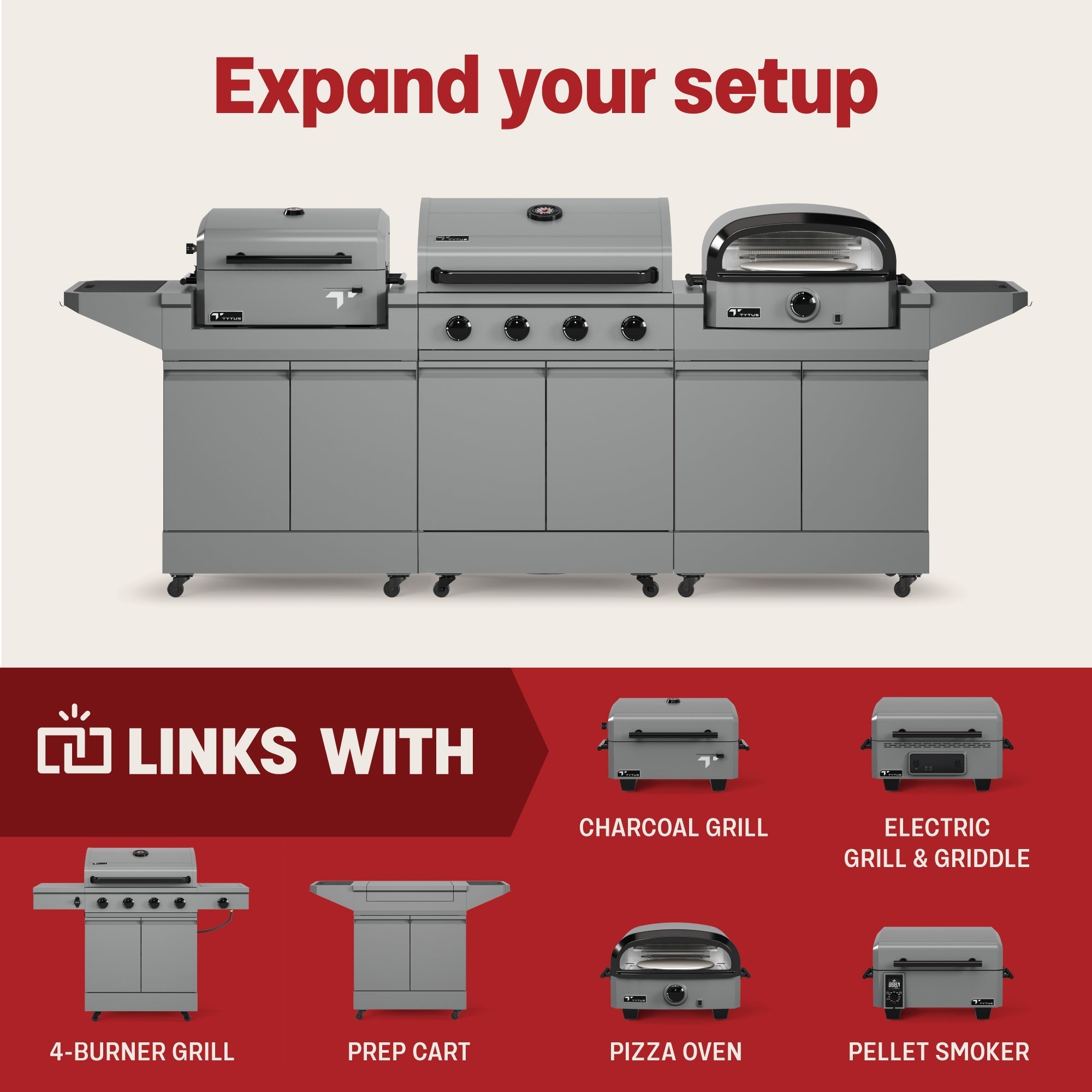 TYTUS Emberwood Gas Griddle with Grill and Prep Cart - TDT-CRT-GGRD