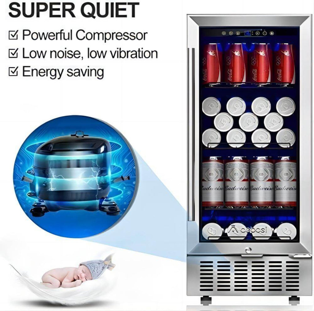 AOBOSI 15 inch Beverage Refrigerator 100 Cans - ‎JC-85C