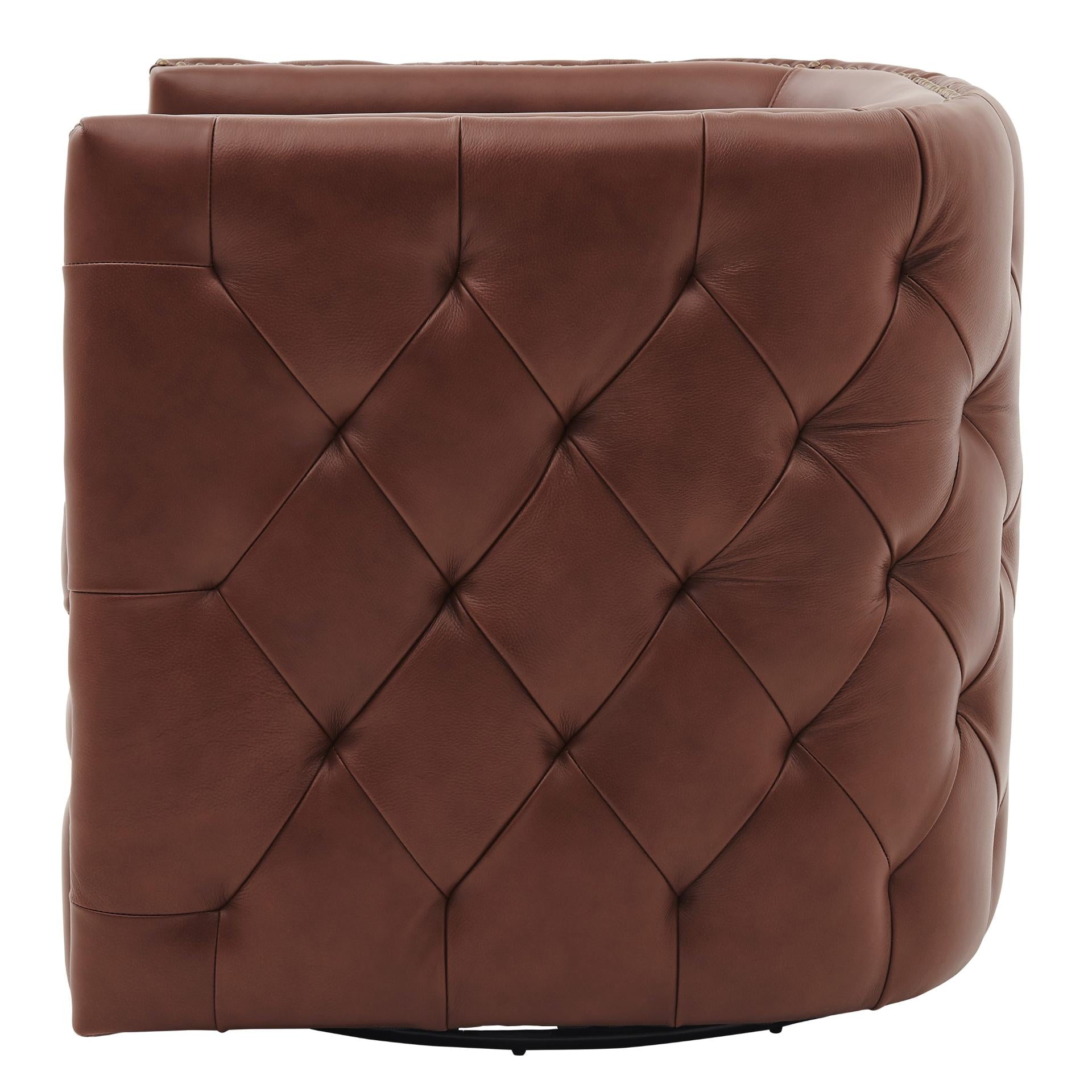 New Pacific Direct Leslie Top Grain Leather Swivel Tufted Chair  - 1900152-426