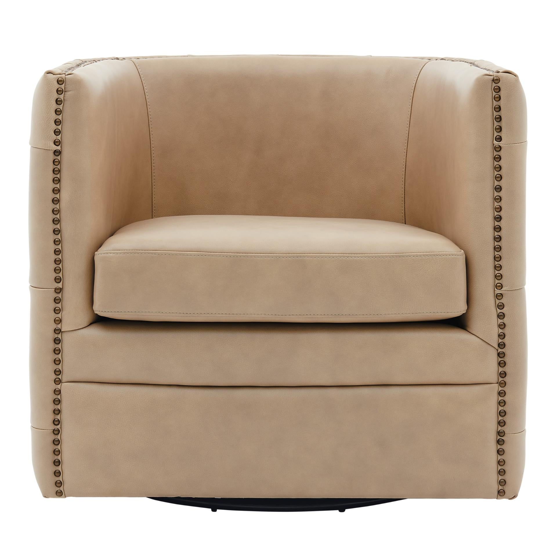 New Pacific Direct Leslie Top Grain Leather Swivel Tufted Chair  - 1900152-427