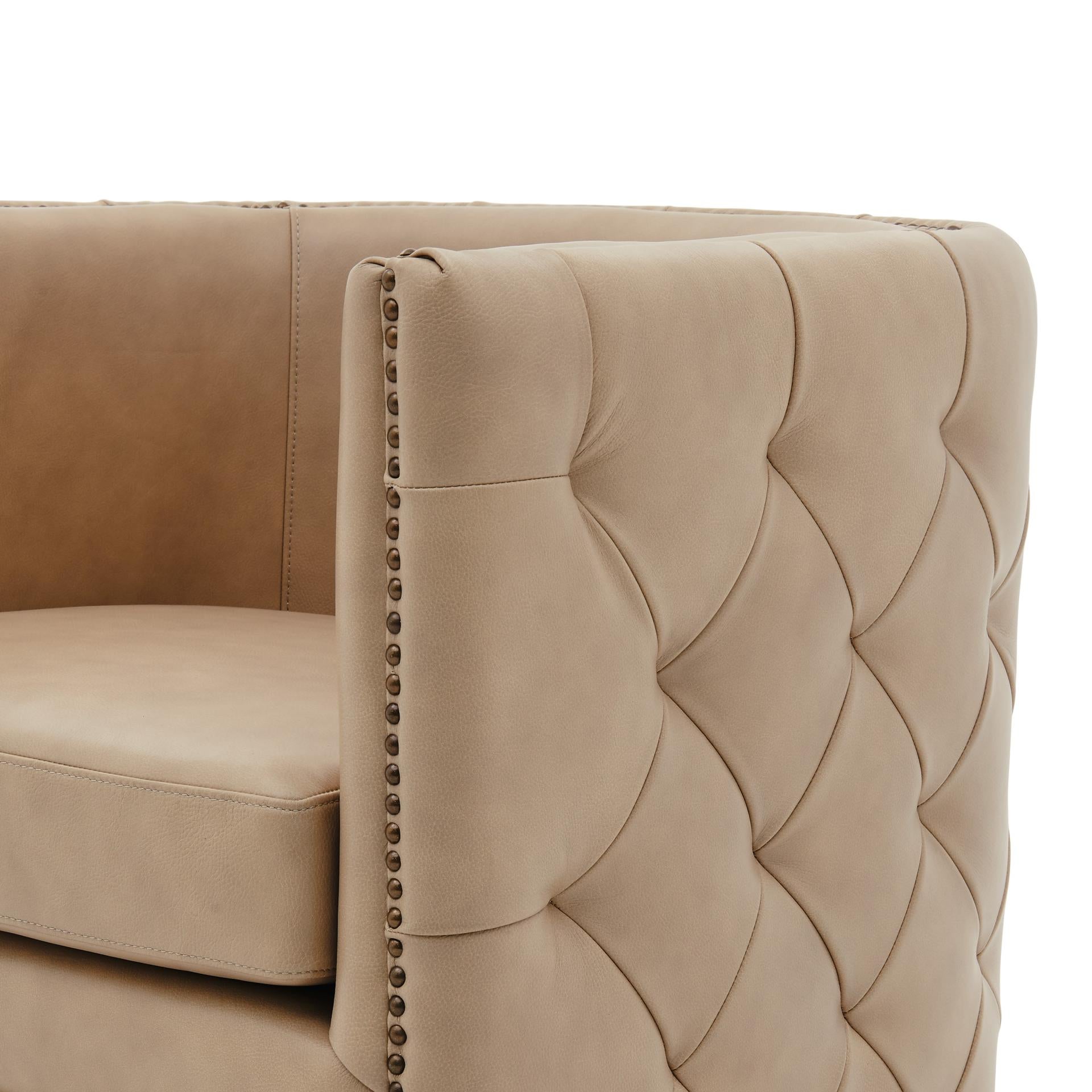 New Pacific Direct Leslie Top Grain Leather Swivel Tufted Chair  - 1900152-427