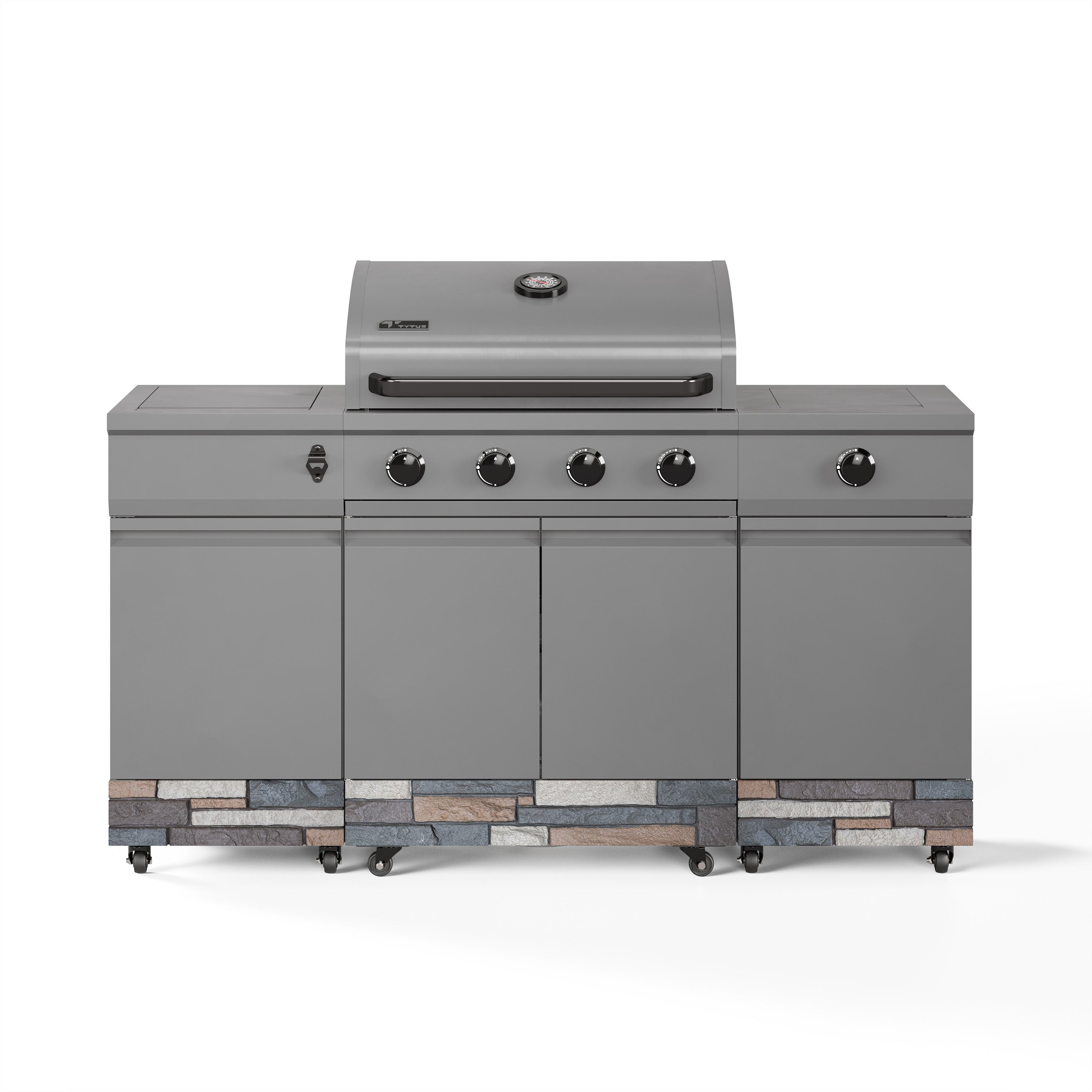 TYTUS Fresno 5-Burner LP/NG Convertible Grill in Gunmetal + Ash Stone - TDT-021-0104
