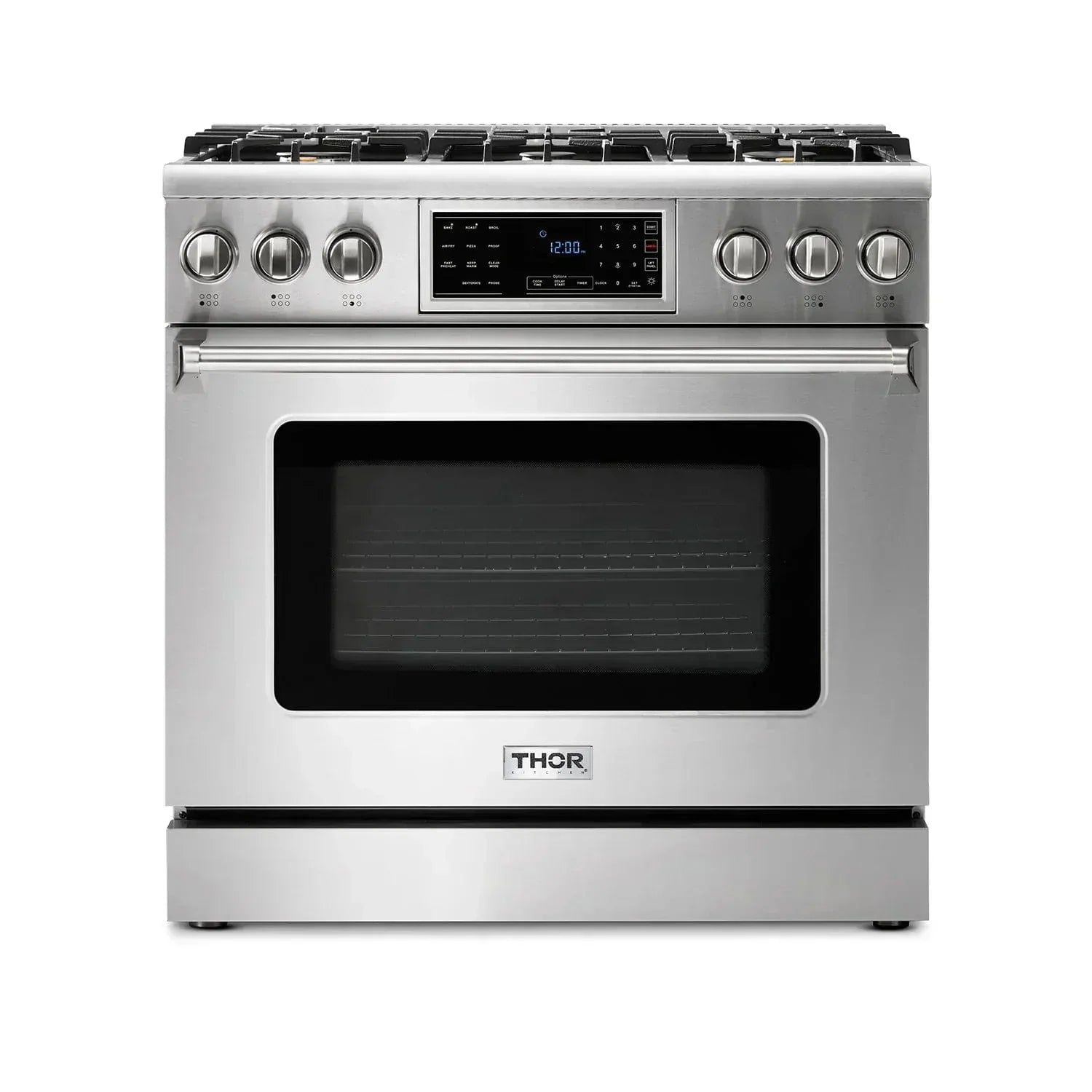 Thor Kitchen Appliance Package - 36 In. Gas Range, Range Hood, Microwave Drawer, Refrigerator, Dishwasher, Wine Cooler, AP-TRG3601-W-6