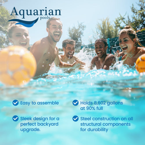 Aquarian Pools Khaki Venetian 24ft x 52in Outdoor Above Ground Swimming Pool - 97435