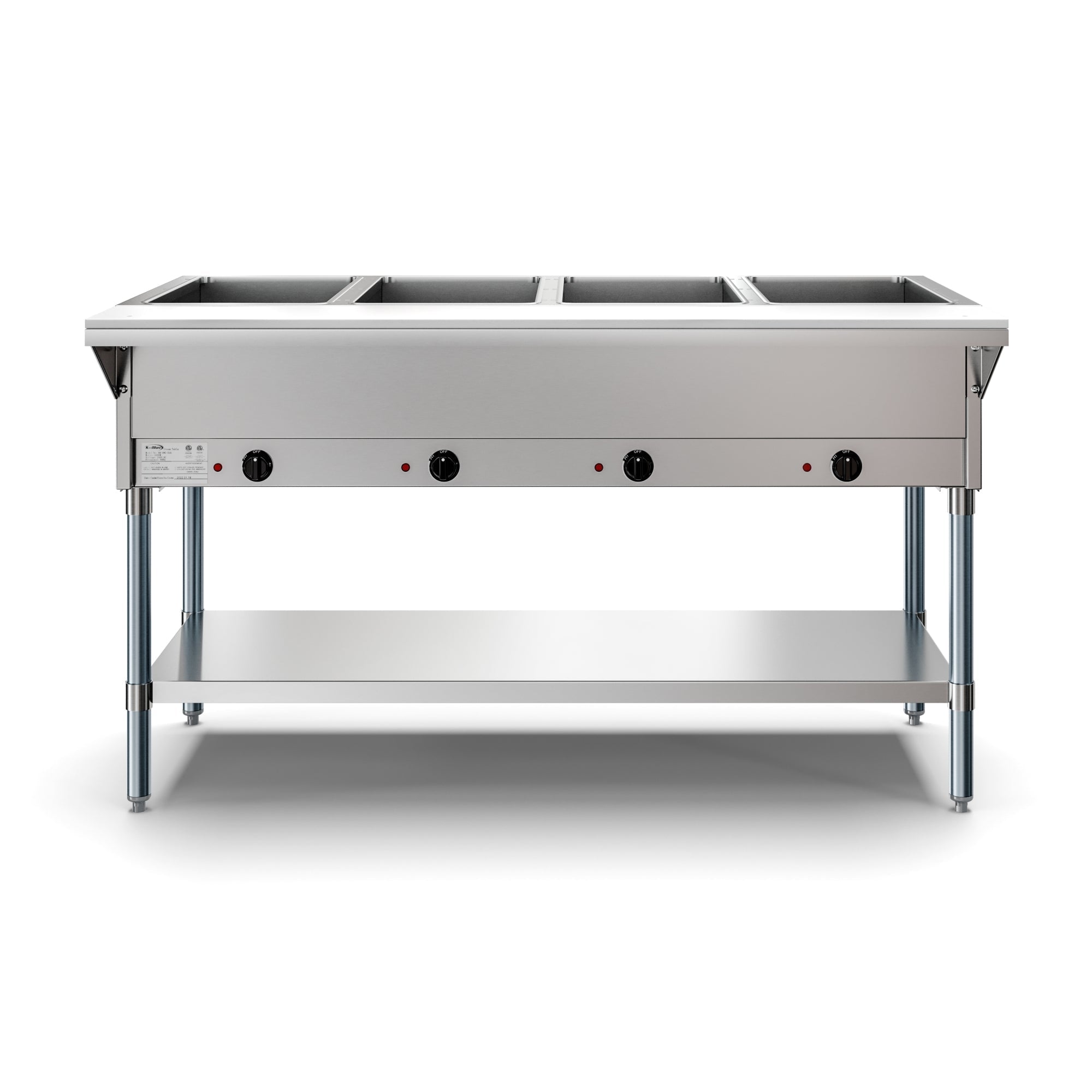 KOOLMORE Four Pan Open Well Electric Steam Table with Undershelf, KM-OWS-4. - KMOWS4