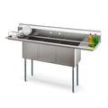 KOOLMORE 75 in Three Compartment Commercial Sink, Bowl Size 15x15x14, 16 Gauge Stainless-Steel with 2 Drainboards  - KM-SC151514-15B316