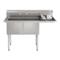 KOOLMORE 57 in. 16-Gauge 2-Compartment Commercial Sink with 18 in. Right drainboard, Bowl Dimensions 18"x18"x14" in Stainless-Steel -  KM-SB181814-18R316