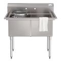 KOOLMORE KMSB181814N316 42 in. 16-Gauge 2-Compartment Commercial Sink with Backsplash, Bowl Dimensions 18"x18"x14" in Stainless-Steel  - KM-SB181814-N316