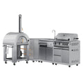 KOOLMORE KoolMore Outdoor Kitchen Series Modular Kitchen with a Wood Fire Pizza Oven, Corner Cabinet, Sink, 30 in. BBQ Grill and Cabinet in Stainless-Steel  - KMOKSKITCONFIG104
