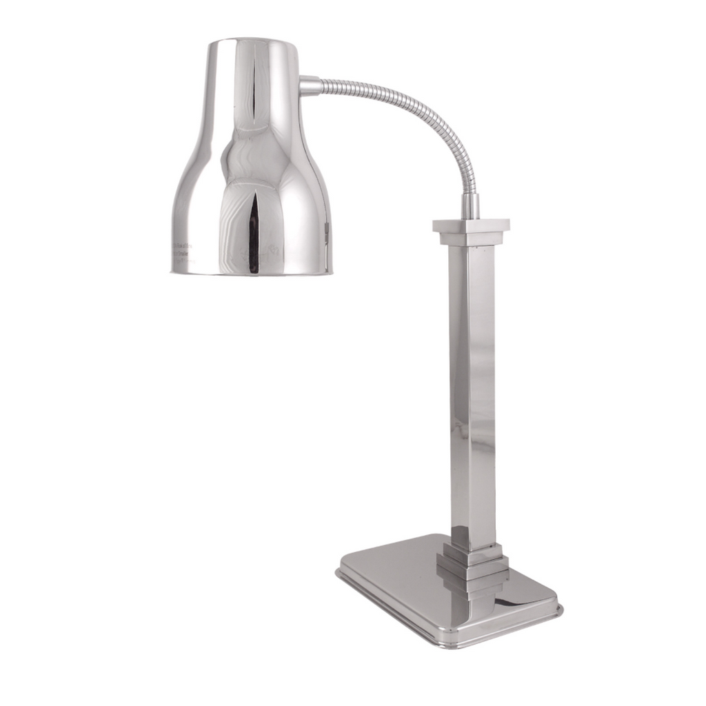 Spring USA 2791-6E Single Heat Lamp w 110v outlet, Polished SS, w adj neck - SP27916E
