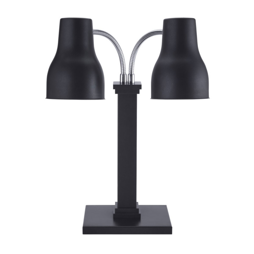 Spring USA 2792-6EB Double Heat Lamp w 120V receptacle, SS, w adj neck, Black Matte - SP27926EB