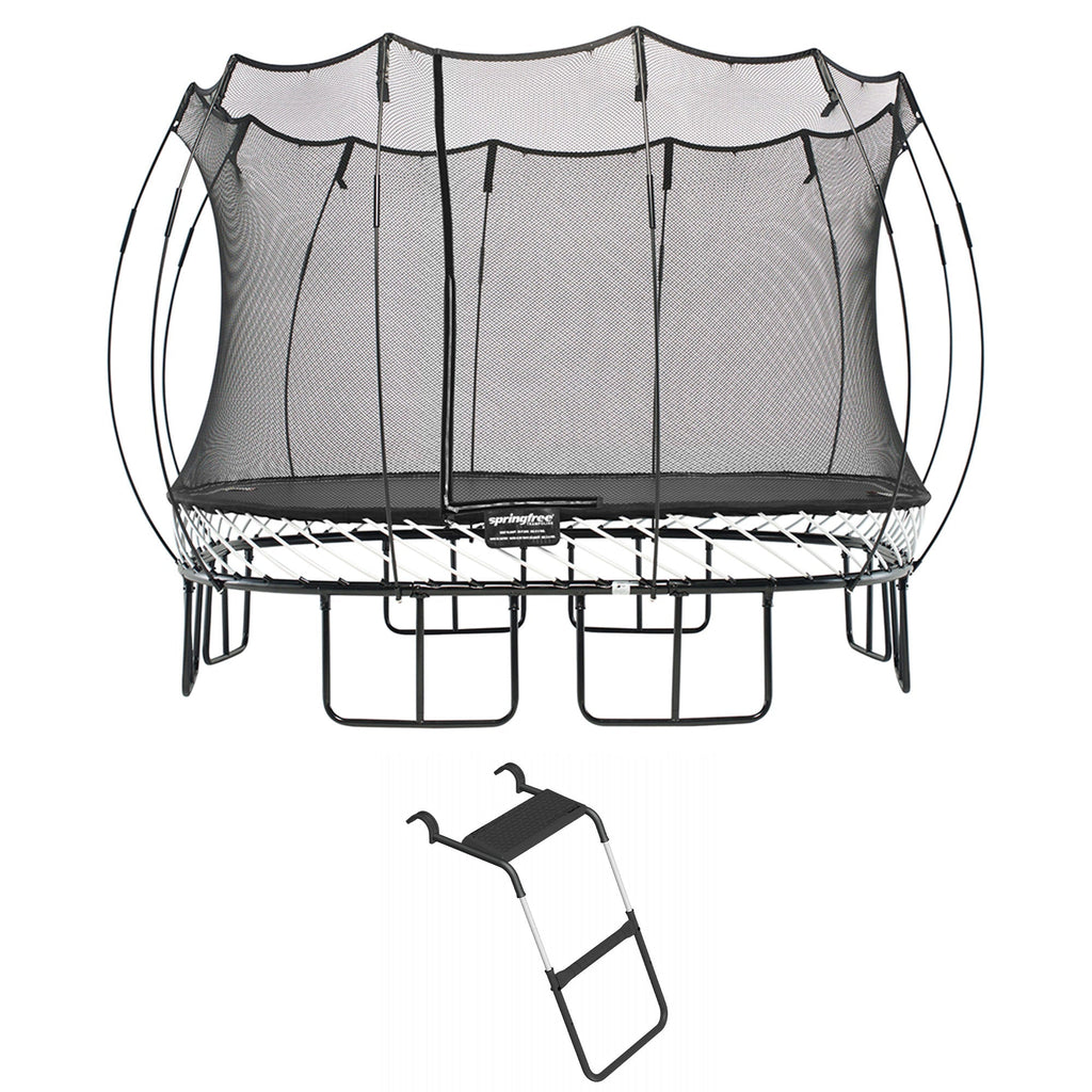 Springfree Trampoline Kids Square 11 Ft Trampoline & FlexrStep V2 Safety Ladder - 299775