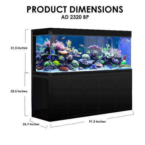 AQUA DREAM TEMPERED GLASS AQUARIUM 400 GALLON FISH TANK BLACK - AD-2320-BP