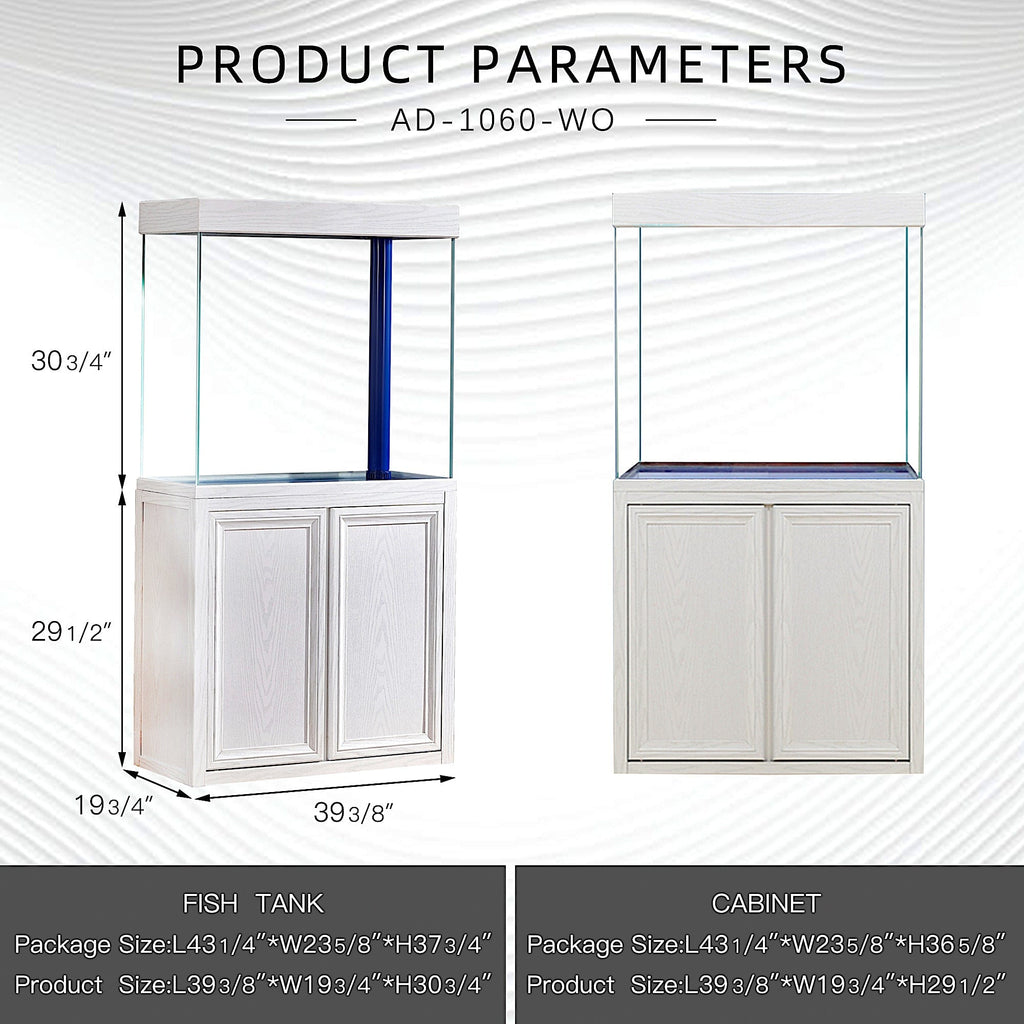 Aqua Dream 100 Gallon Tempered Glass Aquarium White Oak-AD-1060-WO