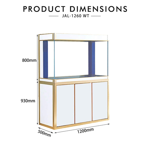 AQUA DREAM 135 GALLON TEMPERED GLASS AQUARIUM WHITE AND GOLD-AD-1260-WT