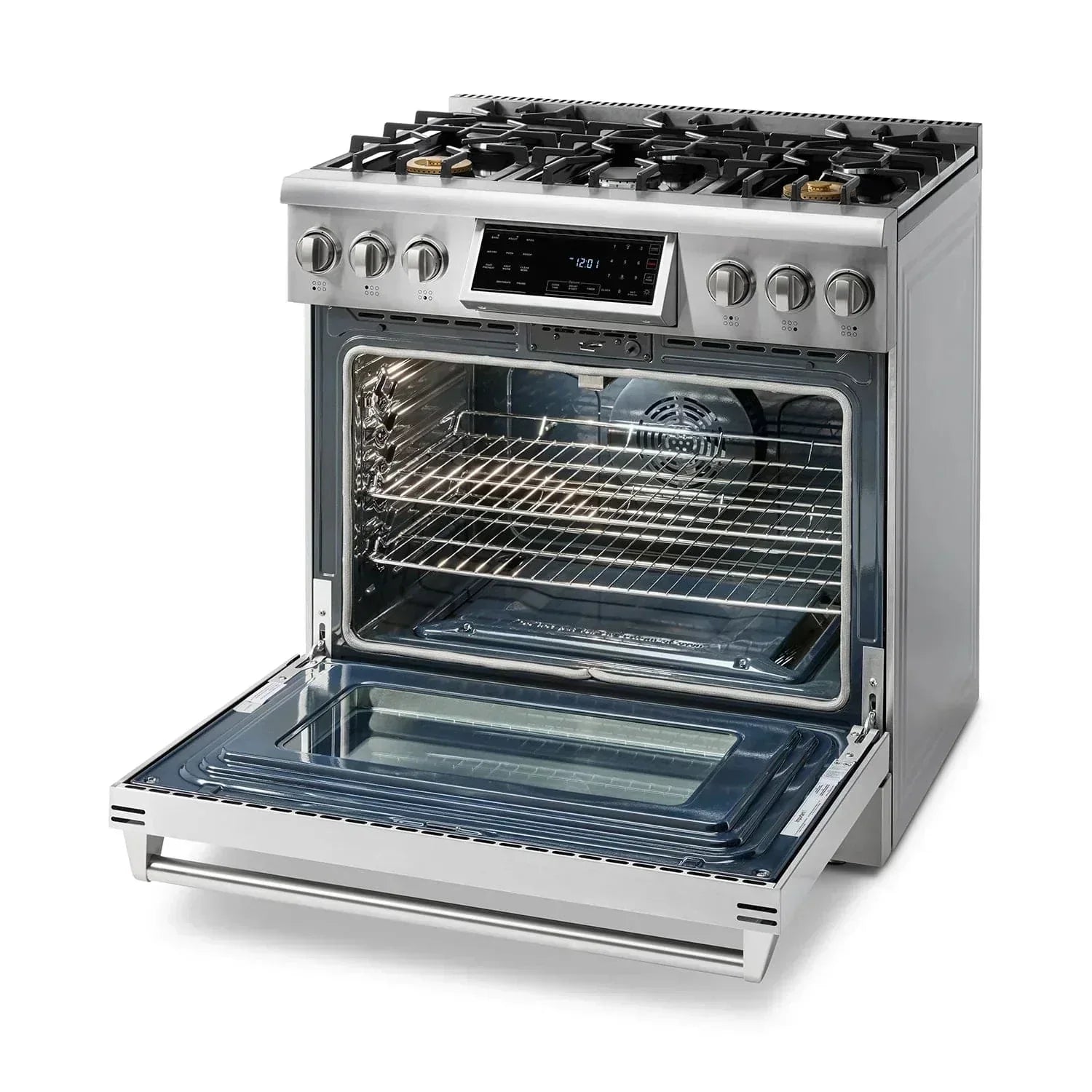 Thor Kitchen Appliance Package - 36 In. Gas Range, Range Hood, Refrigerator, Dishwasher, Wine Cooler, AP-TRG3601-C-3