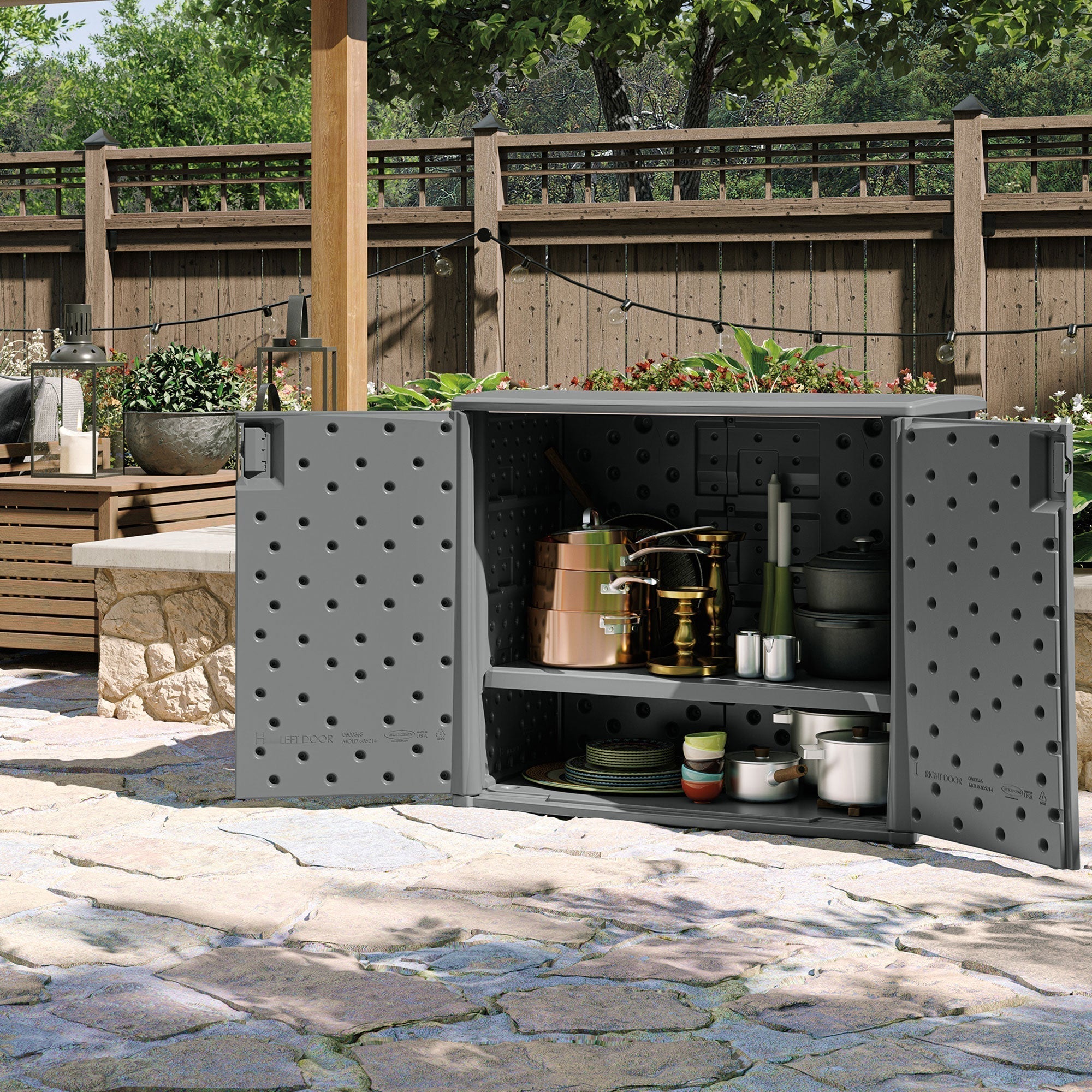 Suncast Lockable Outdoor Cabinet Deck Storage Box w/ Adjustable Shelf (3 Pack) - 320519