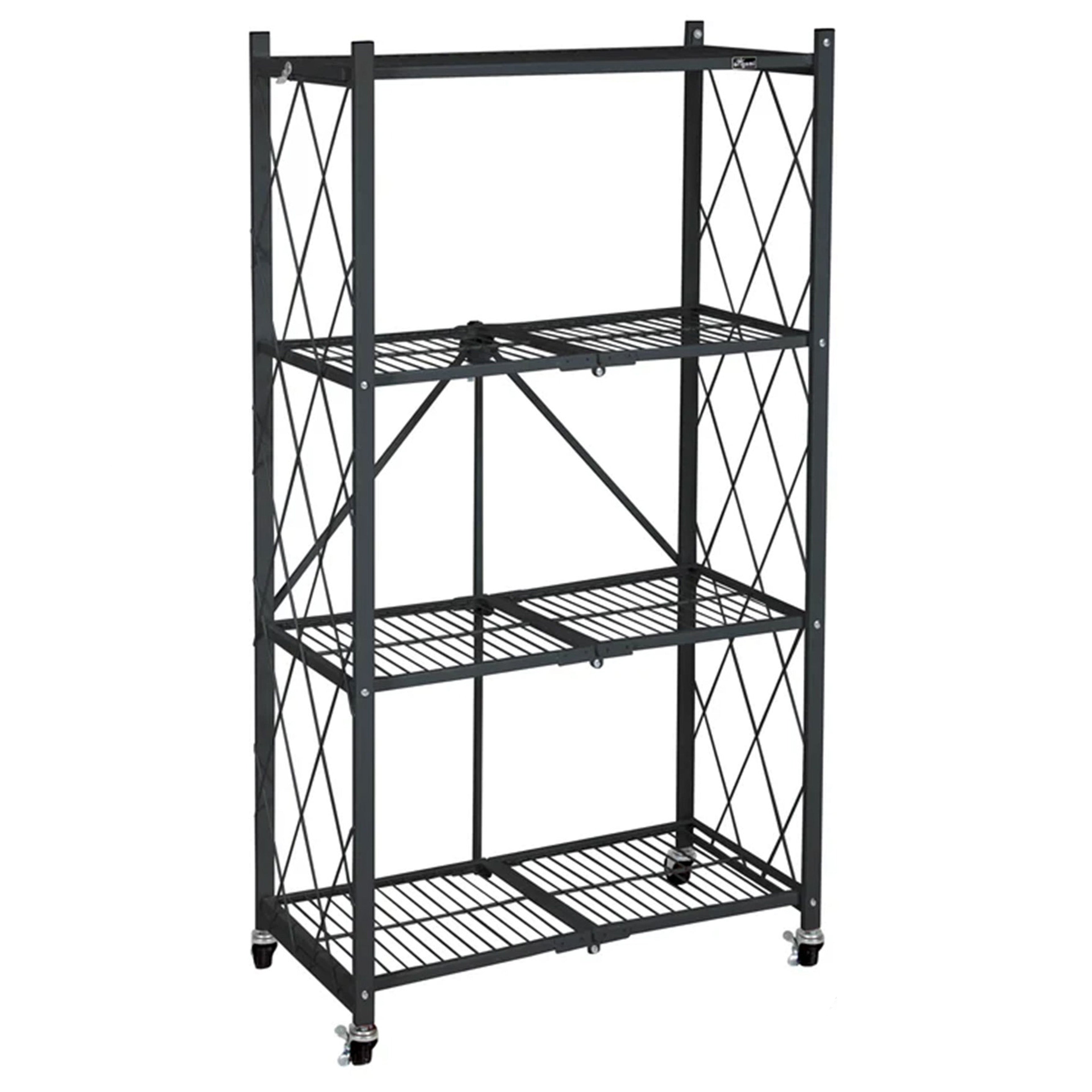 Origami 4 Pack 4 Tier Folding Garage Shelves Heavy Duty Shelving with Wheels - 415228