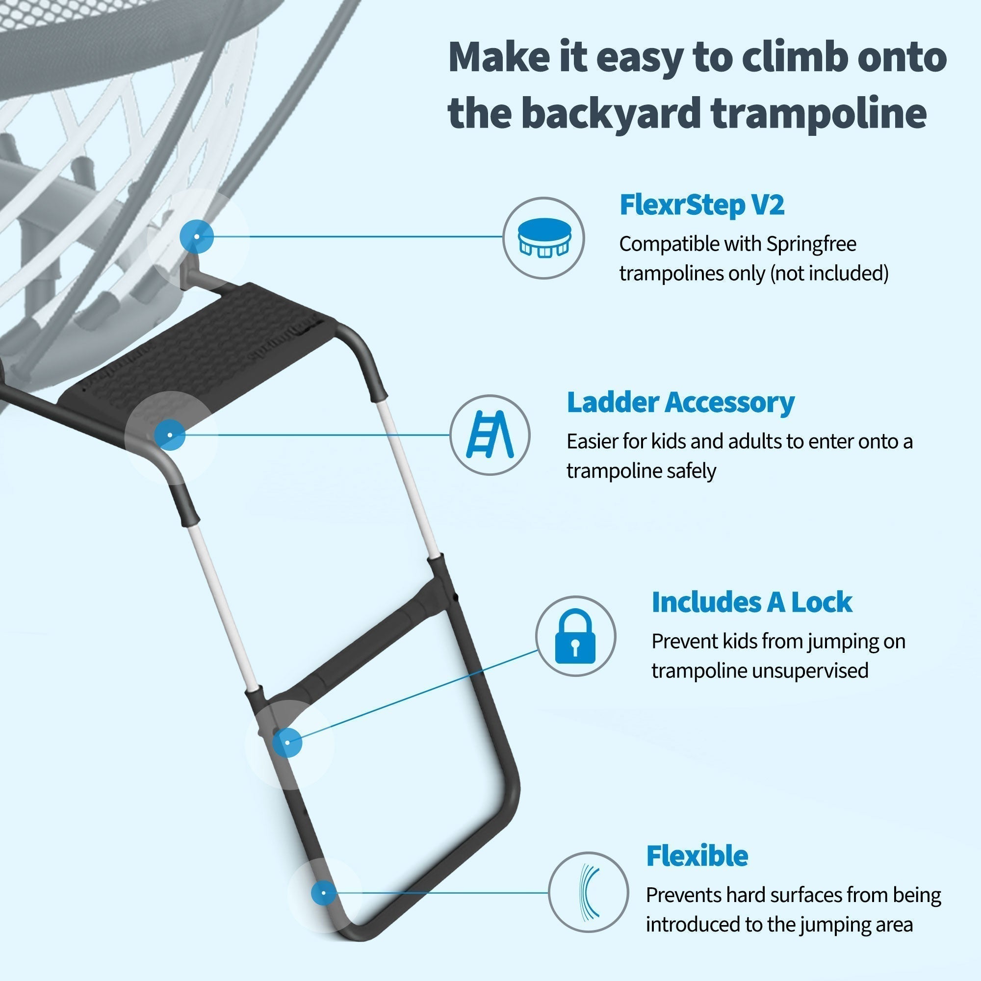 Springfree Trampoline 12' x 19' Trampoline with FlexrStep V2 Ladder Accessory - 401419