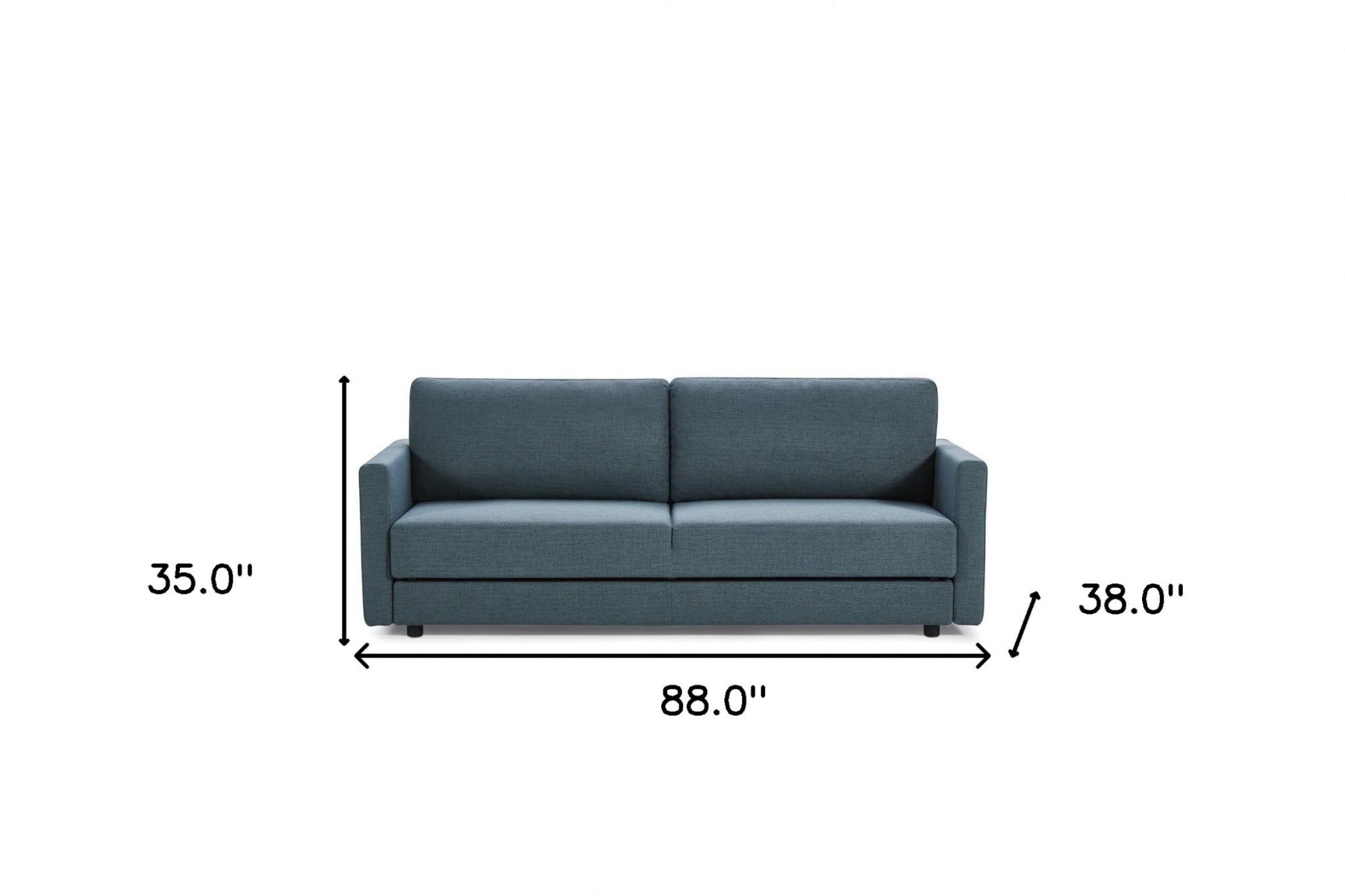 Modway Furniture 88" Blue Green Sleeper Sofa with Silver Legs - Stylish, Comfortable, and Perfect for Any Living Space! - 480913-HOMEROOTS