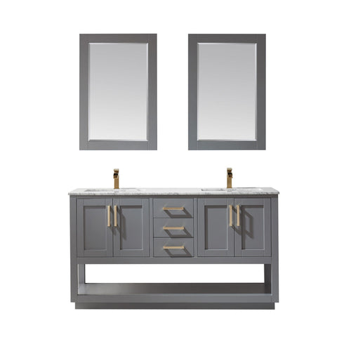 Altair Designs 60" double vanity with top - 532060-WH-CA-NM