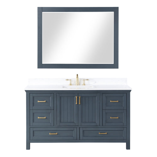 Altair Designs 60" single vanity with top - 538060S-WH-AW-NM