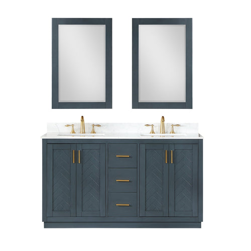 Altair Designs Gazsi 60" double vanity with top - 543060-BN-GW-NM