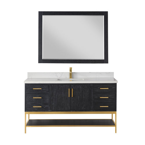 Altair Designs 60" single vanity with top - 546060S-WO-GW-NM