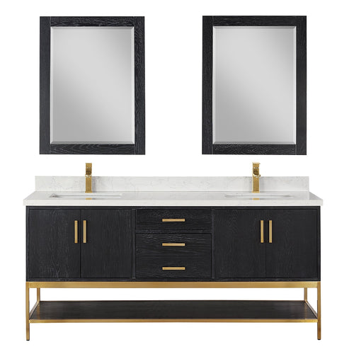Altair Designs 72" double vanity with top - 546072-WO-GW-NM