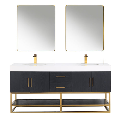 Altair Designs Bianco 72"/84" double vanity with top - 552072G-BO-WH-NM