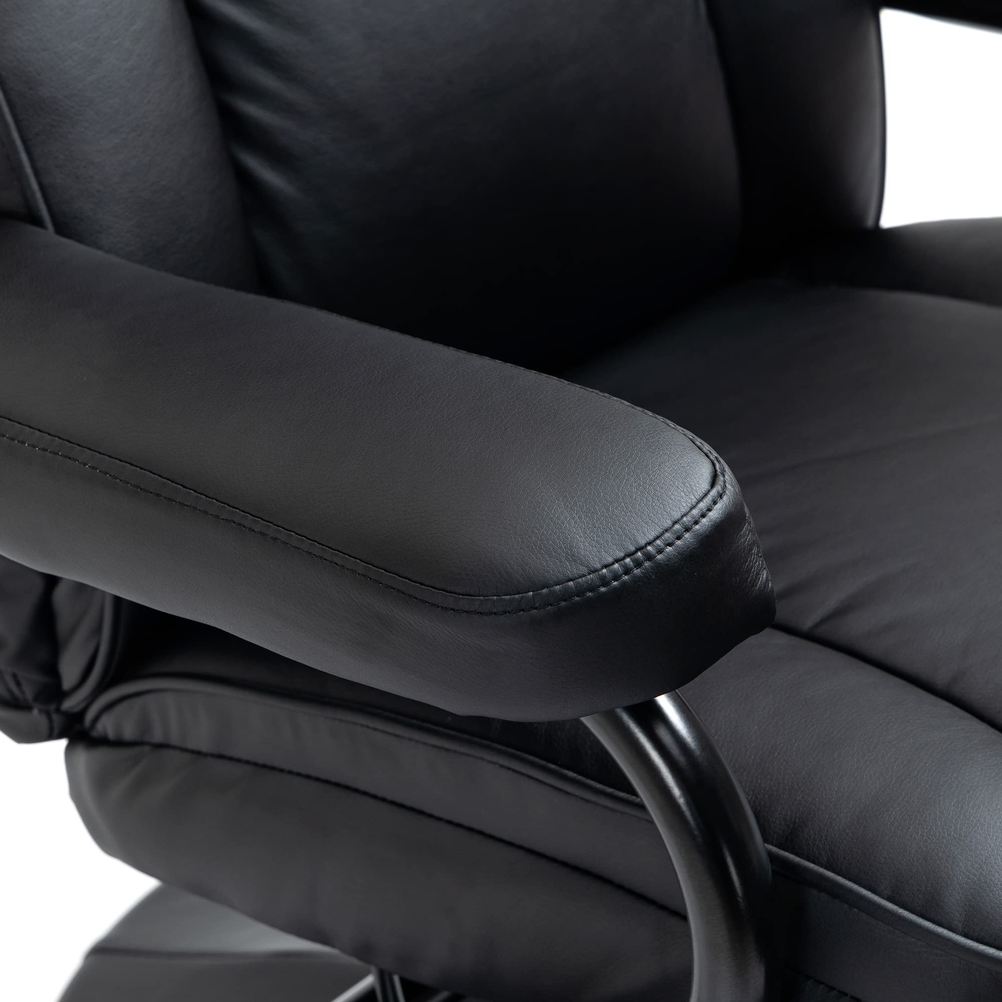 HomCom Swivel Recliner, Manual PU Leather Armchair with Ottoman Footrest for Living Room, - B09PV297DL-1