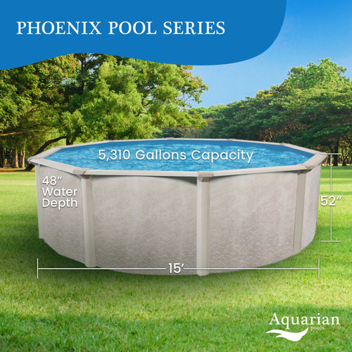 Aquarian Phoenix Series 15 Foot x 52 Inch Steel Frame Swimming Pool (For Parts) - 244096