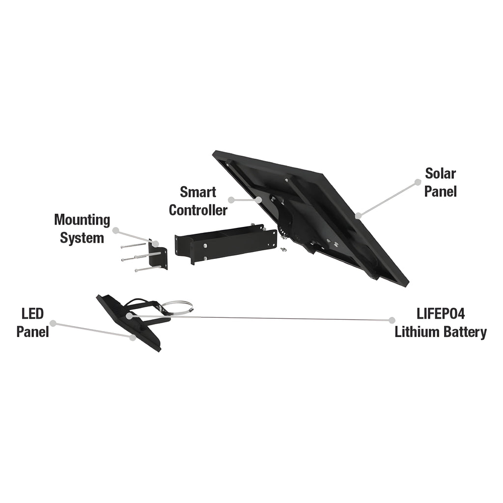 AVS Energy Solar LED Flood Light 40 Watt 5600 Lumens 5000K - AVS-BLK-40W