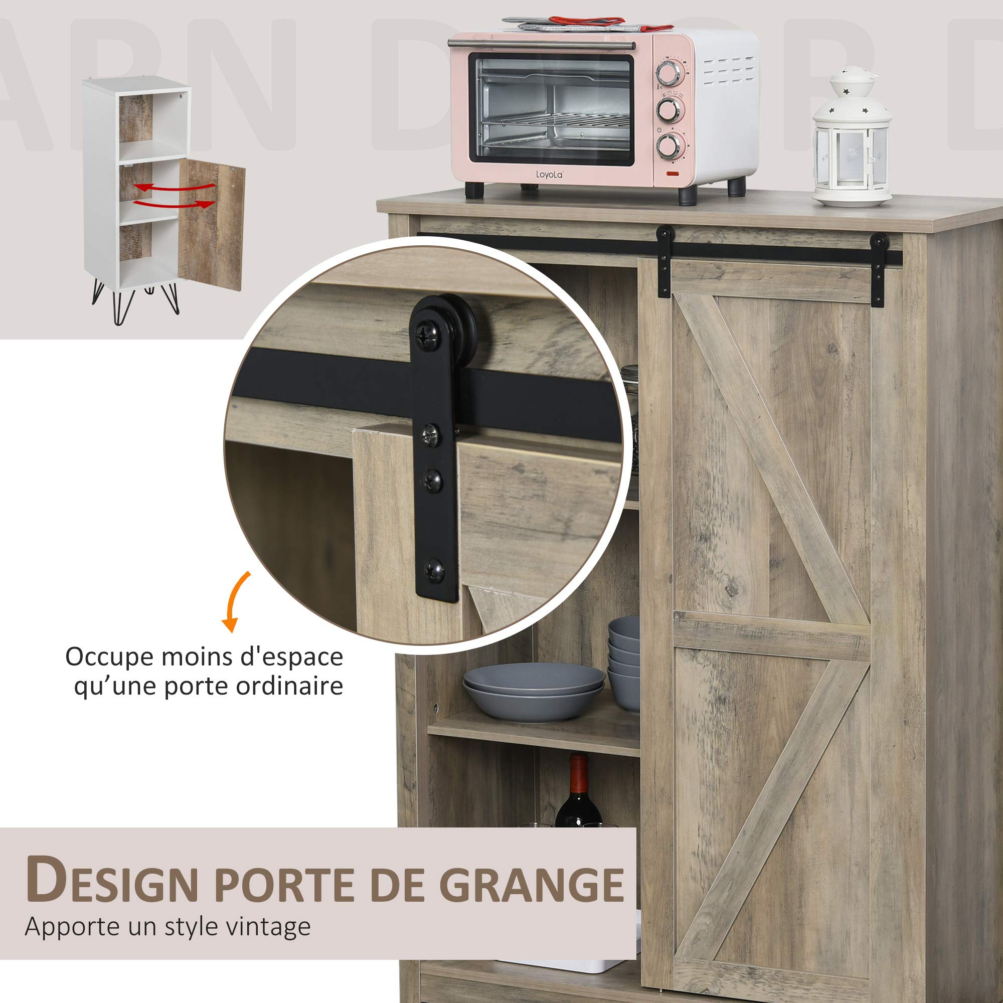 HomCom Sideboard Sideboard Dresser 2 Shelves Door with Frame - B08FMS9QTY