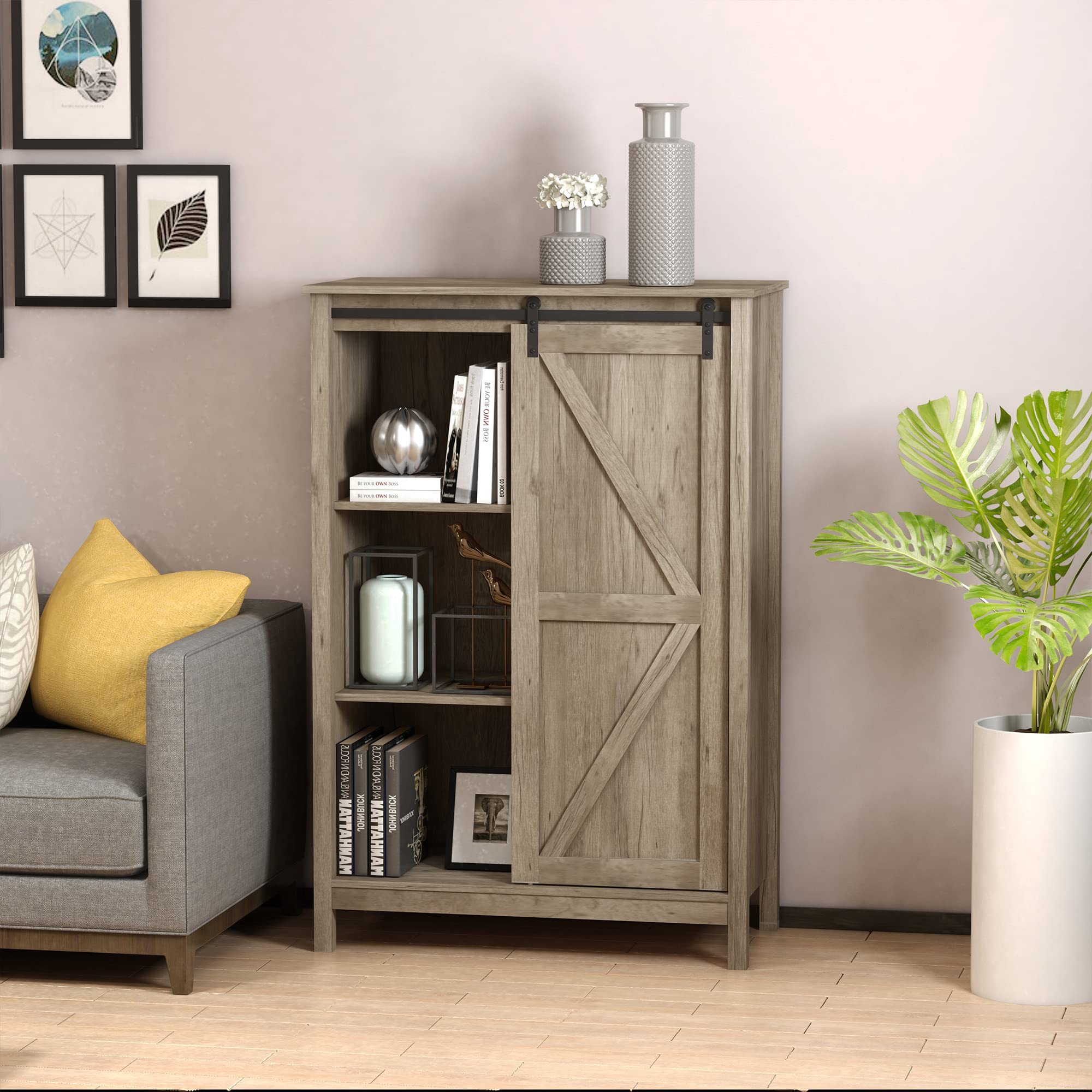 HomCom Sideboard Sideboard Dresser 2 Shelves Door with Frame - B08FMS9QTY