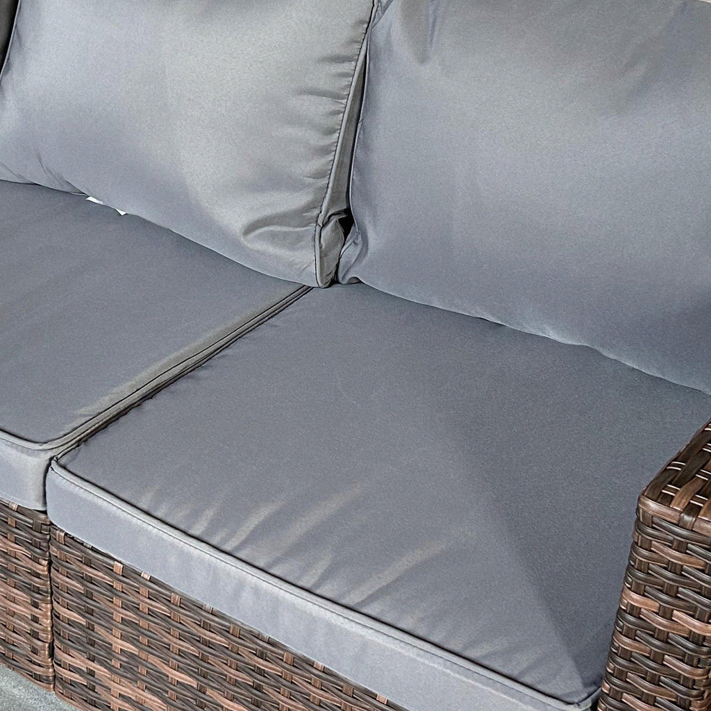Outsunny 5-Piece PE Rattan Patio Set with 3-Seater Sofa, Armchairs, Footstools & Cushions, Mixed Brown - 860-311V00MB