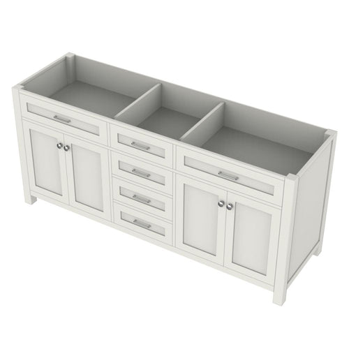 Alya Bath Norwalk 72" Double White Freestanding Bathroom Vanity  With Brushed Nickel Edge Handles - HE-101-72D-W