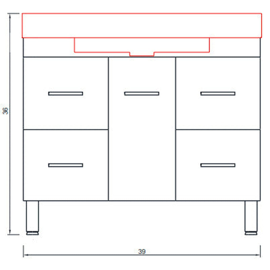 Alya Bath Ripley 39" Single White Modern Freestanding  Bathroom Vanity With Integrated Acrylic Top, Acrylic Sink and Wall Mounted Mirror - AT-8041-W+AT-36-M-W