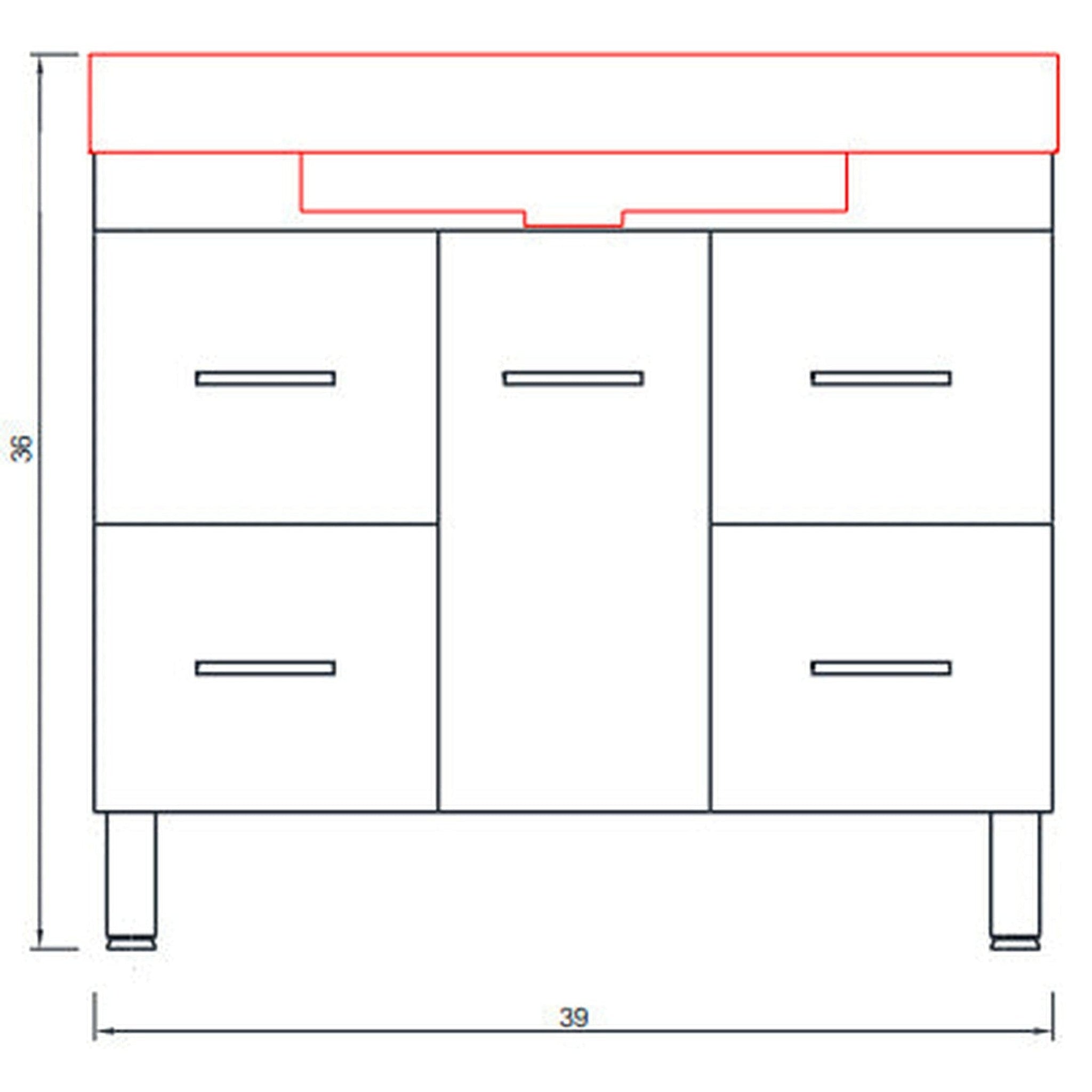 Alya Bath Ripley 39" Single White Modern Freestanding  Bathroom Vanity With Integrated Acrylic Top, Acrylic Sink and Wall Mounted Mirror - AT-8041-W+AT-36-M-W