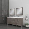 Alya Bath Ripley 72" Double Gray Modern Freestanding Bathroom Vanity With Integrated Acrylic Top, Acrylic Sink and Wall Mounted Mirror - AT-8063-G-72+2x AT-30-M-G
