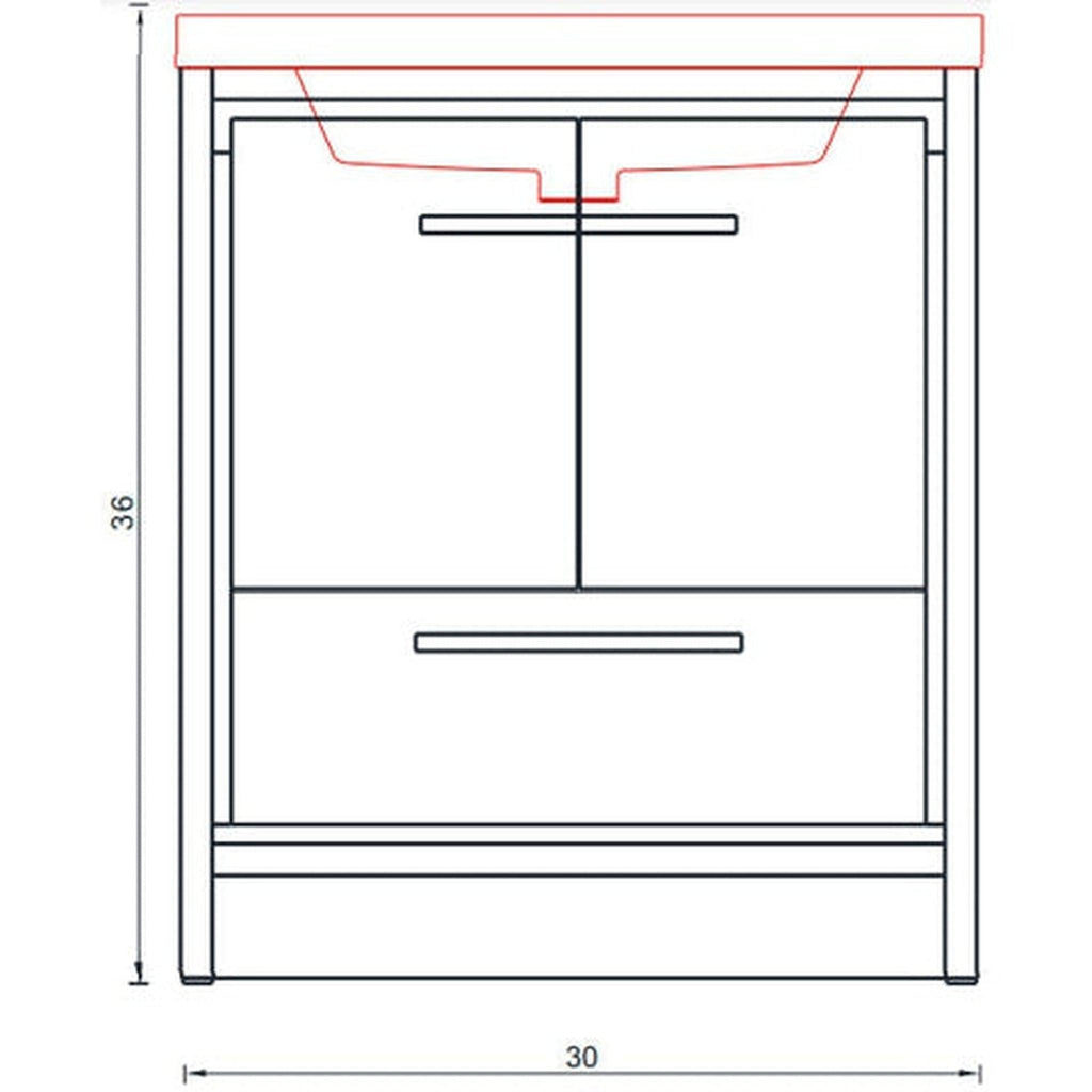 Alya Bath Sortino 30" Single Gray Modern Freestanding  Bathroom Vanity With Acrylic Top and Integrated  Sink -  AB-MD630-G