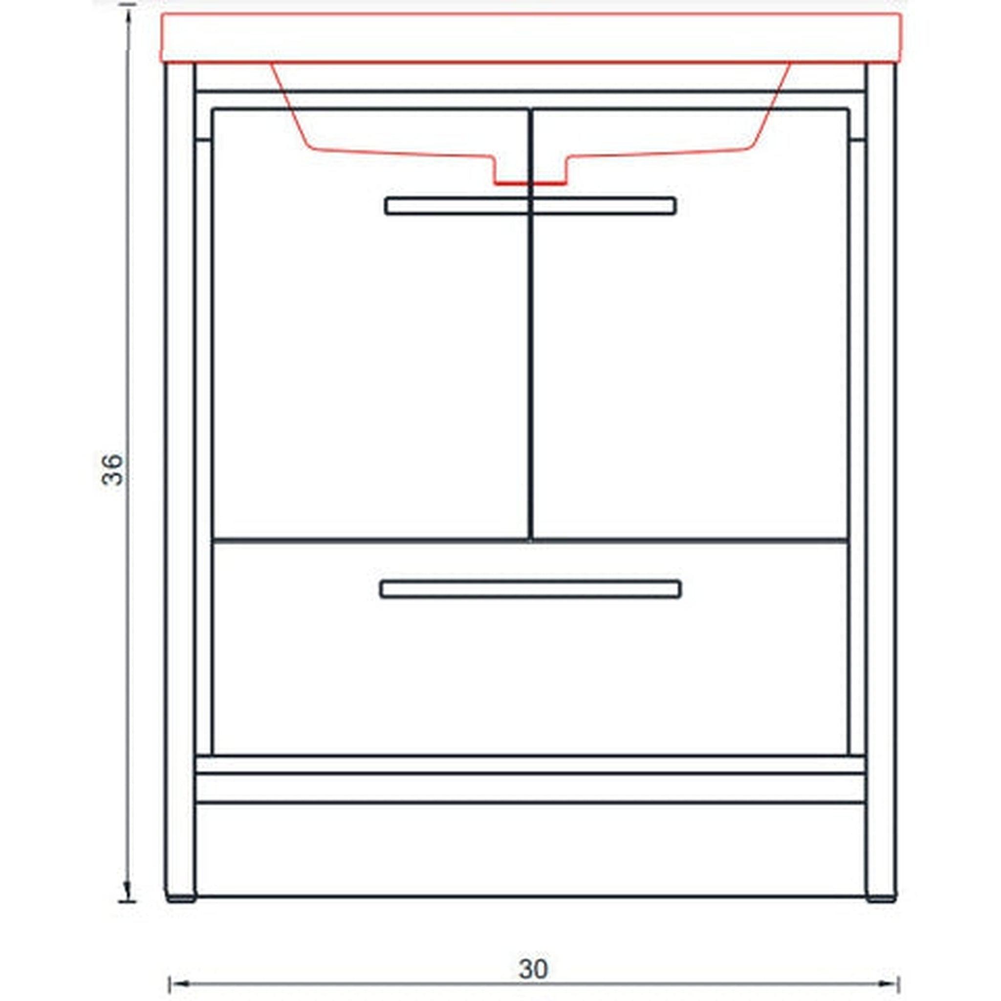 Alya Bath Sortino 30" Single Gray Modern Freestanding  Bathroom Vanity With Acrylic Top and Integrated  Sink -  AB-MD630-G