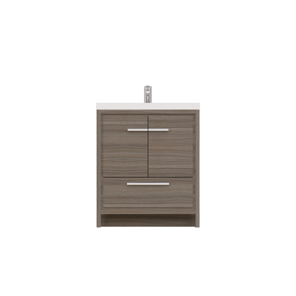 Alya Bath Sortino 30" Single Gray Modern Freestanding  Bathroom Vanity With Acrylic Top and Integrated  Sink -  AB-MD630-G