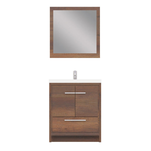 Alya Bath Sortino 30" Single Rosewood  Modern Freestanding  Bathroom Vanity With Acrylic Top and Integrated Sink - AB-MD630-RW