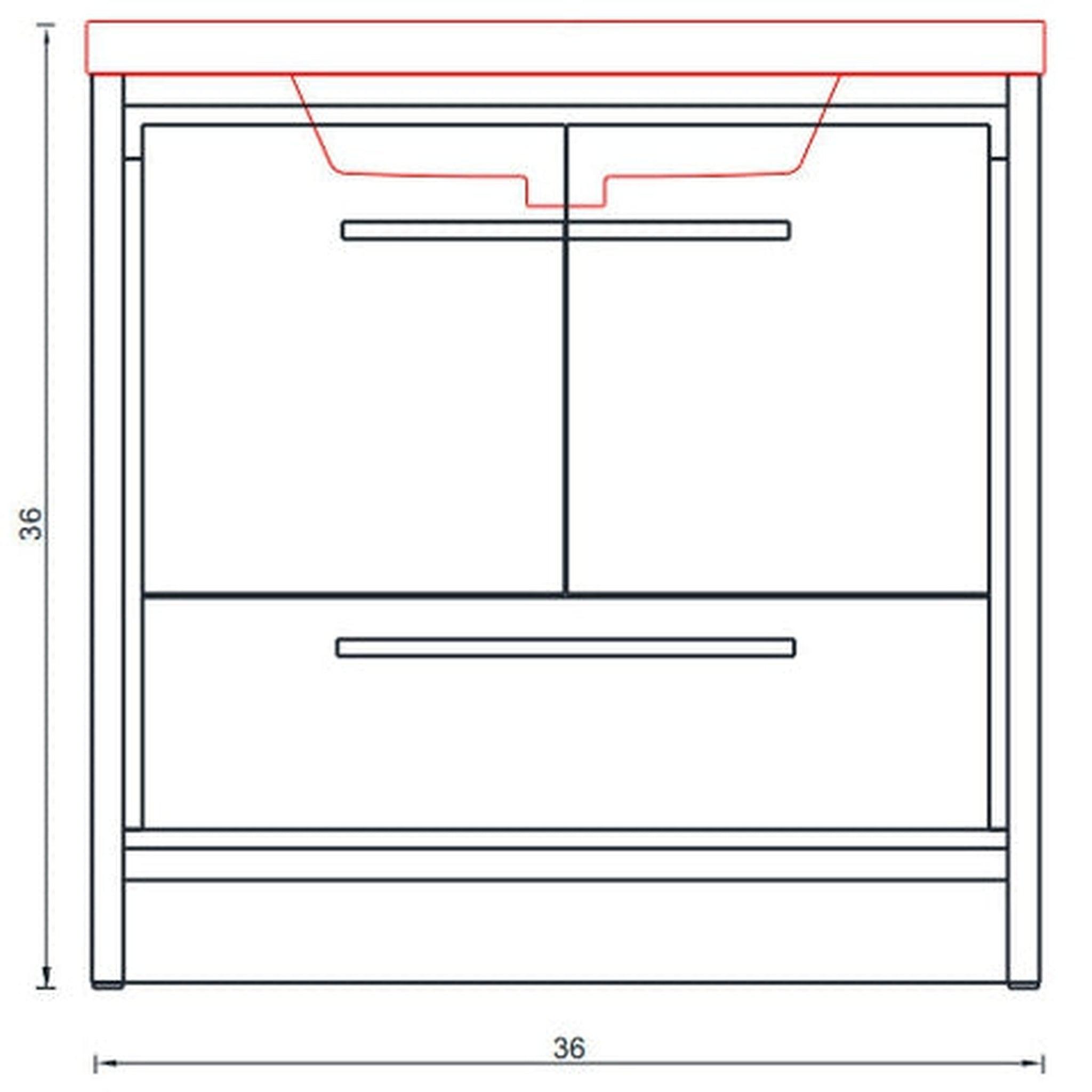 Alya Bath Sortino 36" Single White Modern Freestanding  Bathroom Vanity With Acrylic Top and Integrated Sink - AB-MD636-W